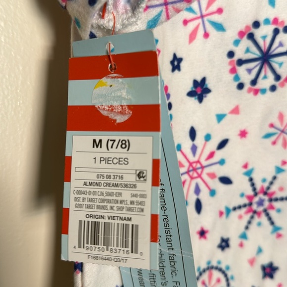 HOLIDAY CAT & JACK CREAM WITH BLUE SNOWFLAKES LONG SLEEVE NIGHTGOWN SIZE M 7/8 - Picture 7 of 10